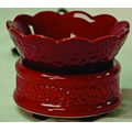 Red Scalloped Top Patterned Candle Warmer (4"x4"x1 1/4")